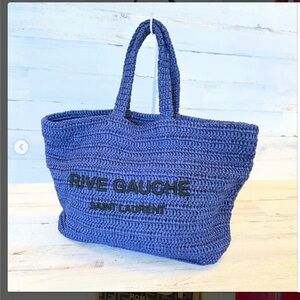 Saint Laurent Navy Rive Gauche Tote Bag